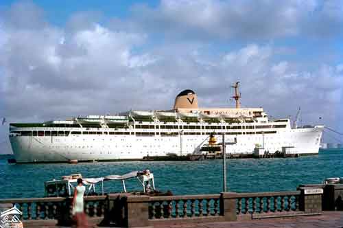 سفينة الركاب فايستار في ميناء عدن ستييات القرن الماضي